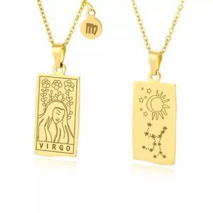 18K Gold Plated VIRGO Zodiac Constellation Dainty Minimal Pendant Necklace